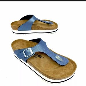 New w/o Box Birkenstock Papillio Gizeh Icy Metallic Azure Blue